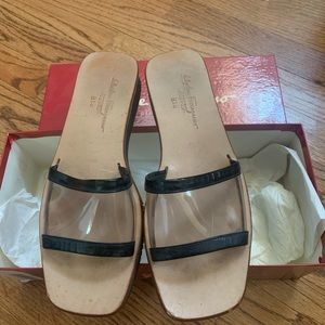 Salvatore Ferragamo sandals vintage retro clear 8.5 B